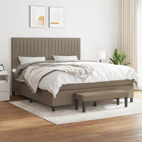 ARDEBO.de - Boxspringbett mit Matratze Taupe 180x200 cm Stoff
