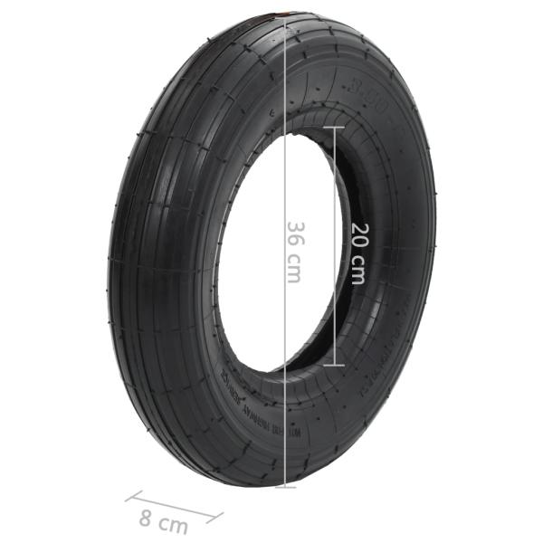 4-tlg. Schubkarrenreifen und Schlauch-Set 3.50-8 4PR Gummi 