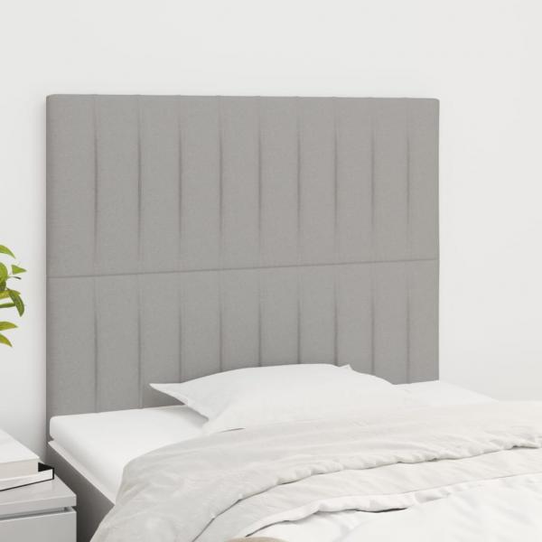 ARDEBO.de - Kopfteile 2 Stk. Hellgrau 100x5x78/88 cm Stoff