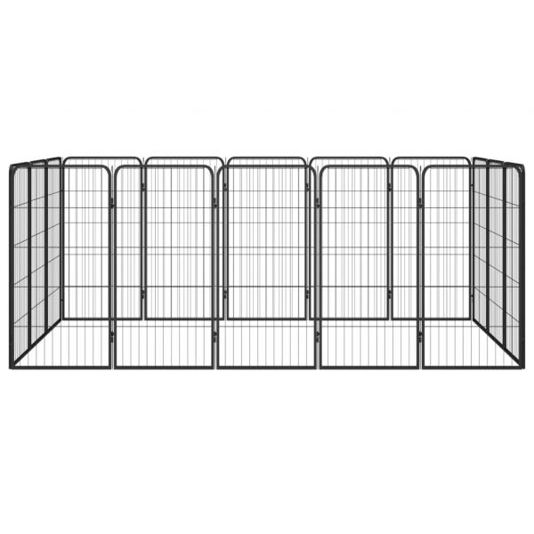 16-tlg. Hundelaufstall Schwarz 50x100cm Stahl Pulverbeschichtet