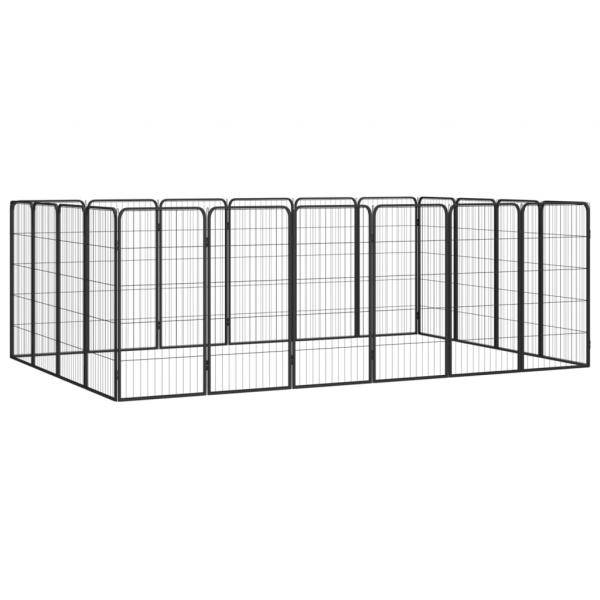 ARDEBO.de - 20-tlg. Hundelaufstall Schwarz 50x100cm Stahl Pulverbeschichtet