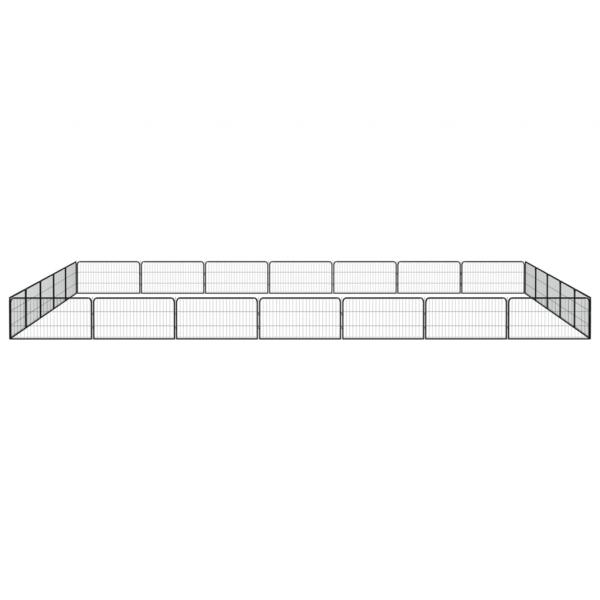 24-tlg. Hundelaufstall Schwarz 100x50cm Stahl Pulverbeschichtet