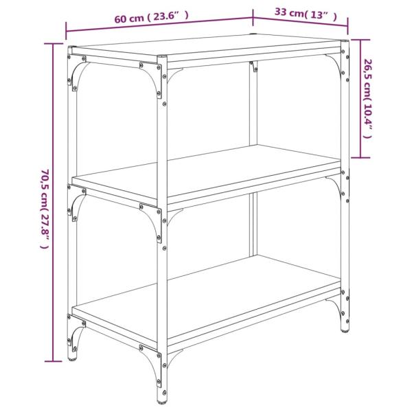 ARDEBO.de - Bücherregal Schwarz 60x33x70,5 cm Holzwerkstoff und Stahl