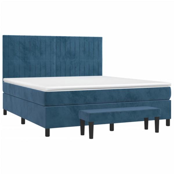 Boxspringbett mit Matratze Dunkelblau 180x200 cm Samt