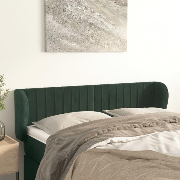 ARDEBO.de - Kopfteil mit Ohren Dunkelgrün 147x23x78/88 cm Samt 