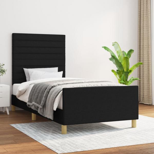 ARDEBO.de - Bettgestell mit Kopfteil Schwarz 80x200 cm Stoff