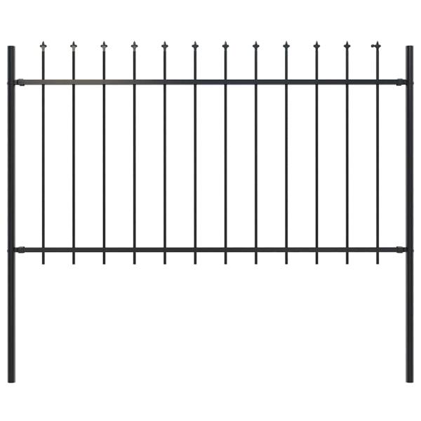Gartenzaun mit Speerspitzen Stahl 1,7 x 1 m Schwarz