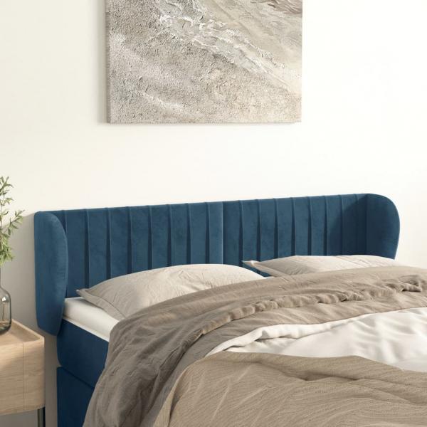 ARDEBO.de - Kopfteil mit Ohren Dunkelblau 147x23x78/88 cm Samt