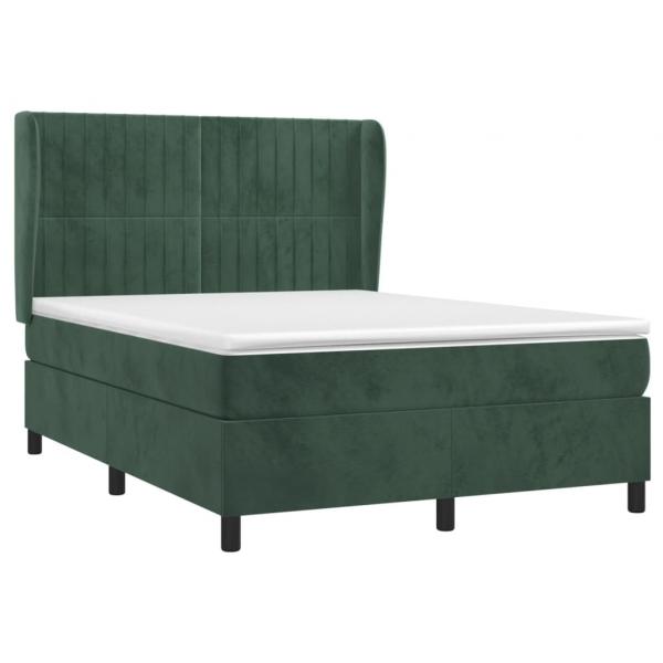 Boxspringbett mit Matratze Dunkelgrün 140x200 cm Samt