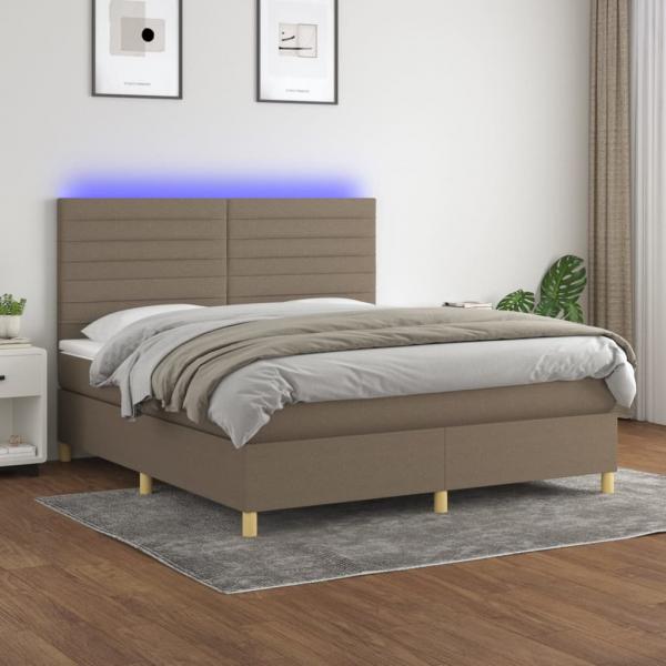ARDEBO.de - Boxspringbett mit Matratze & LED Taupe 160x200 cm Stoff
