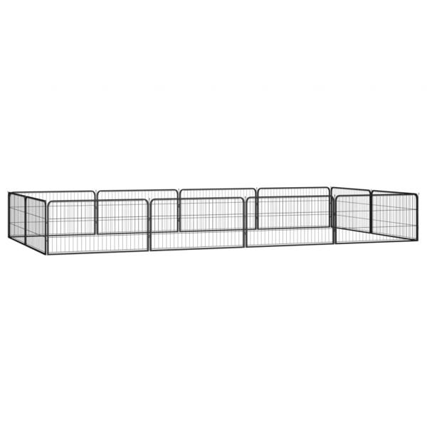 ARDEBO.de - 12-tlg. Hundelaufstall Schwarz 100x50cm Stahl Pulverbeschichtet