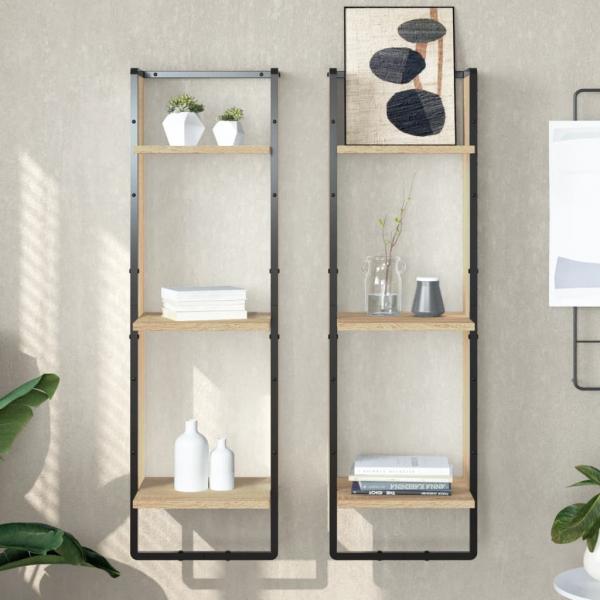 ARDEBO.de - Wandregal 3 Fächer Sonoma-Eiche 30x25x100 cm Holzwerkstoff
