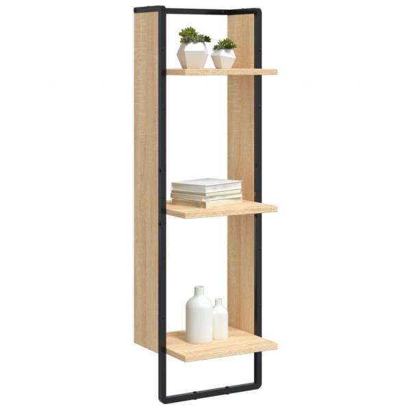 Wandregal 3 Fächer Sonoma-Eiche 30x25x100 cm Holzwerkstoff
