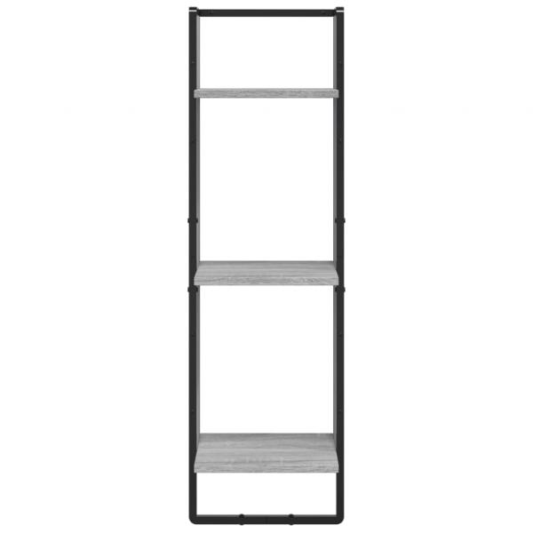 Wandregal 3 Fächer Grau Sonoma 30x25x100 cm Holzwerkstoff