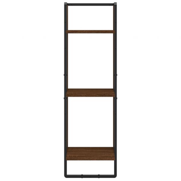 Wandregal 3 Fächer Braun Eichen-Optik 30x25x100cm Holzwerkstoff