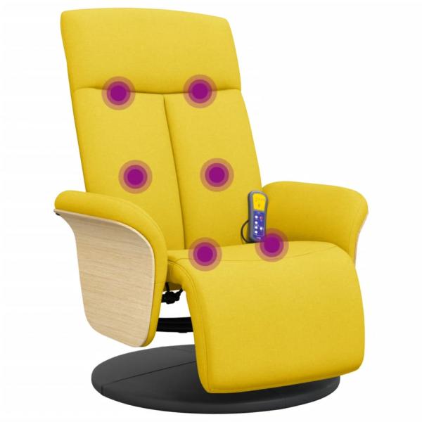 Massagesessel mit Fußteil Hellgelb Stoff