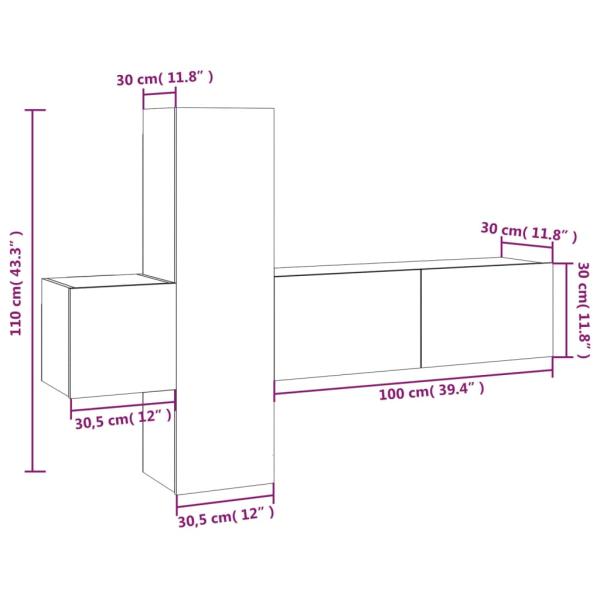3-tlg. TV-Schrank-Set Grau Sonoma Holzwerkstoff