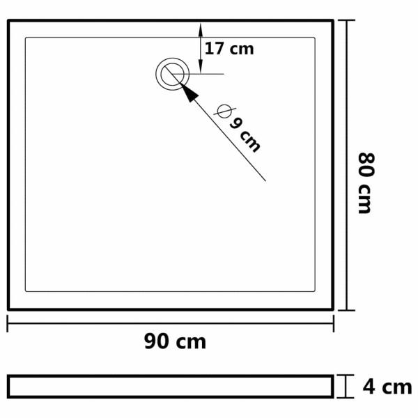 Duschtasse ABS Rechteckig Schwarz 80x90 cm