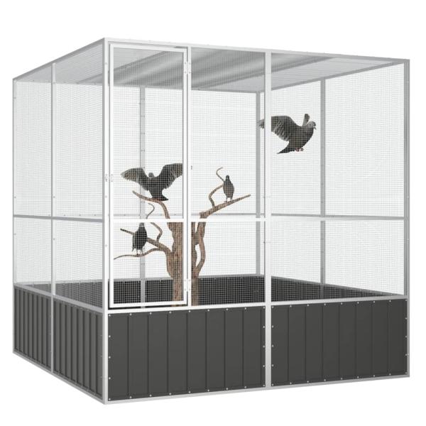 Vogelkäfig Anthrazit 213,5x217,5x211,5 cm Verzinkter Stahl
