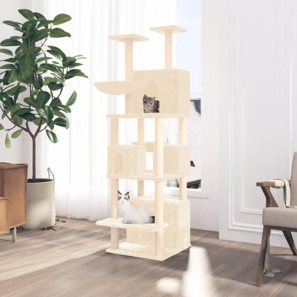 ARDEBO.de - Kratzbaum mit Sisal-Kratzsäulen Creme 180 cm