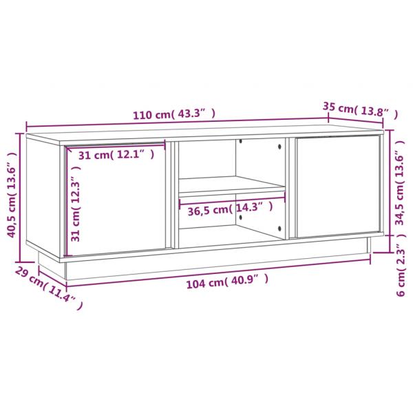 TV-Schrank 110x35x40,5 cm Massivholz Kiefer