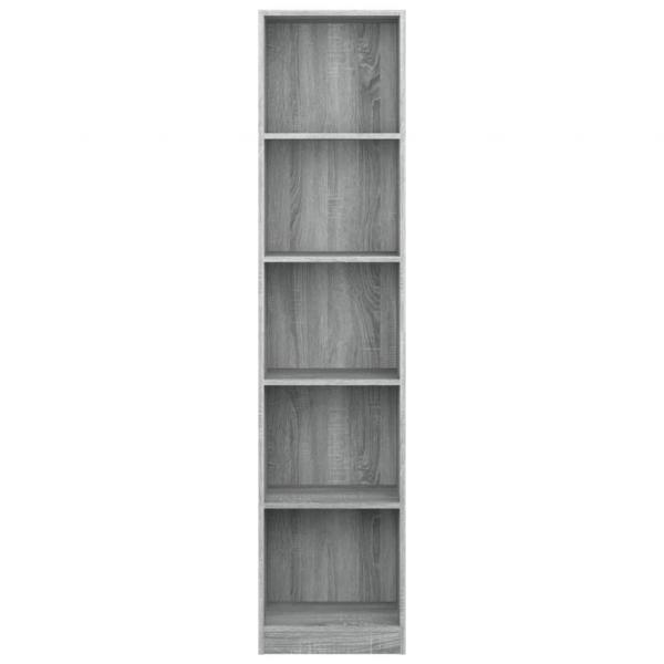 Bücherregal 5 Fächer Grau Sonoma 40x24x175 cm Holzwerkstoff