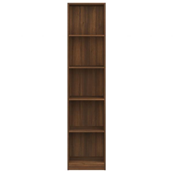 ARDEBO.de - Bücherregal 5 Fächer Braun Eiche 40x24x175 cm Holzwerkstoff