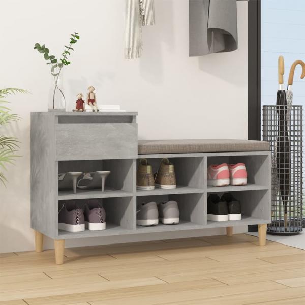 ARDEBO.de - Schuhregal Betongrau 102x36x60 cm Holzwerkstoff