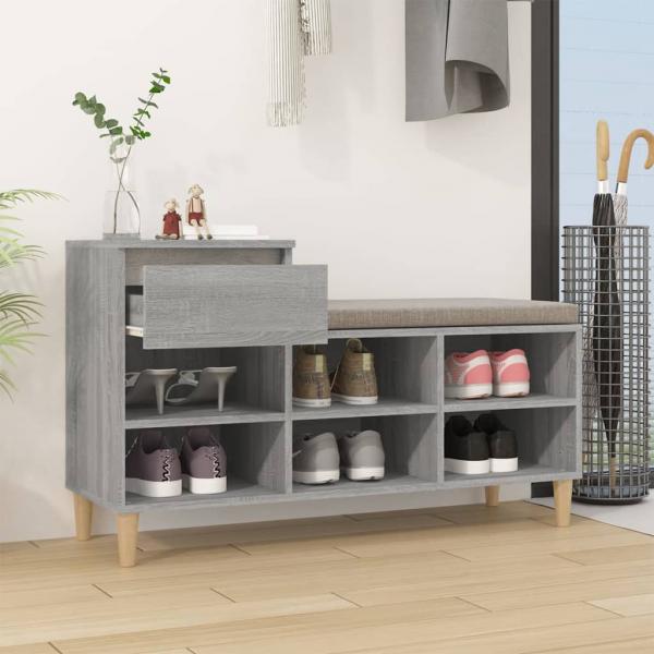 Schuhregal Grau Sonoma 102x36x60 cm Holzwerkstoff
