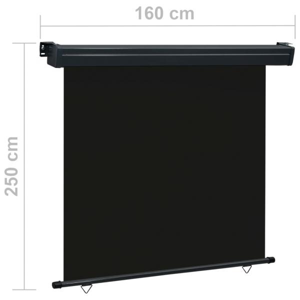 Balkon-Seitenmarkise 160 × 250 cm Schwarz