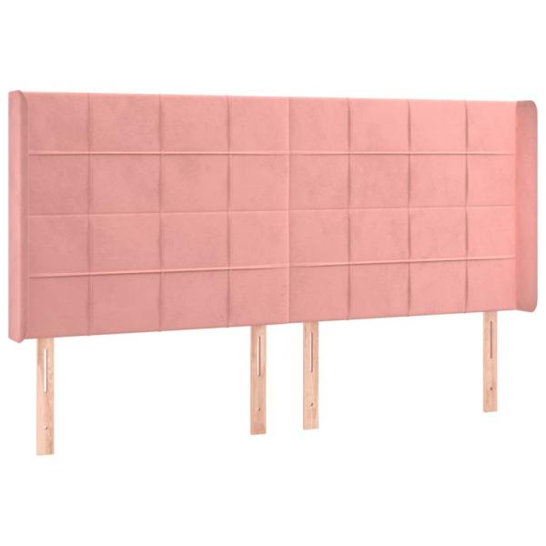 LED Kopfteil Rosa 183x16x118/128 cm Samt