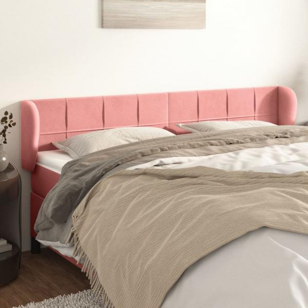 ARDEBO.de - Kopfteil mit Ohren Rosa 203x23x78/88 cm Samt