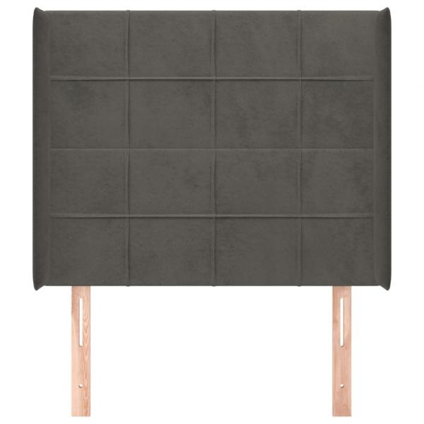 Kopfteil mit Ohren Dunkelgrau 103x16x118/128 cm Samt