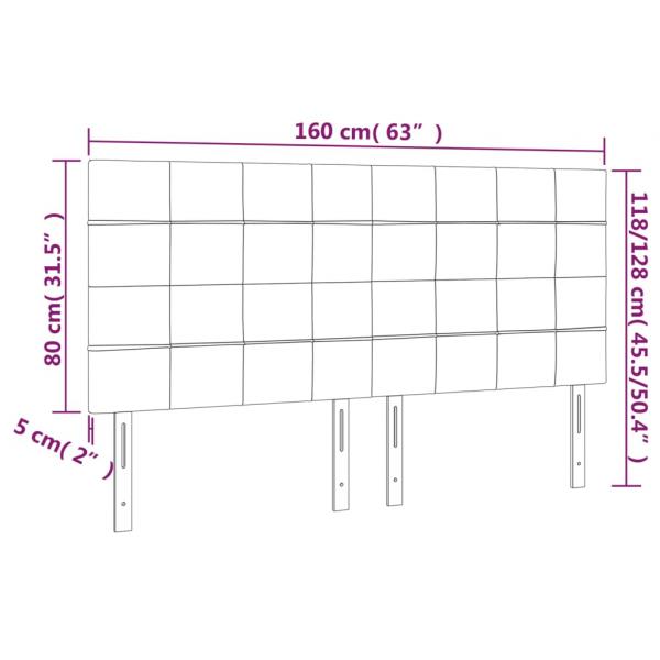 LED Kopfteil Rosa 160x5x118/128 cm Samt