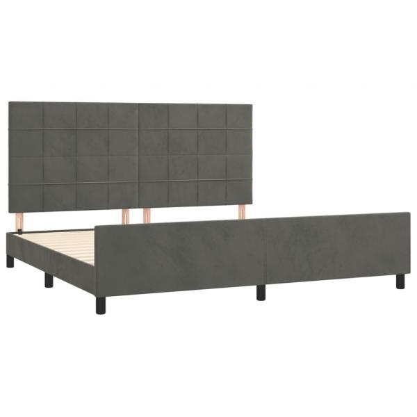 Bettgestell mit Kopfteil Dunkelgrau 200x200 cm Samt