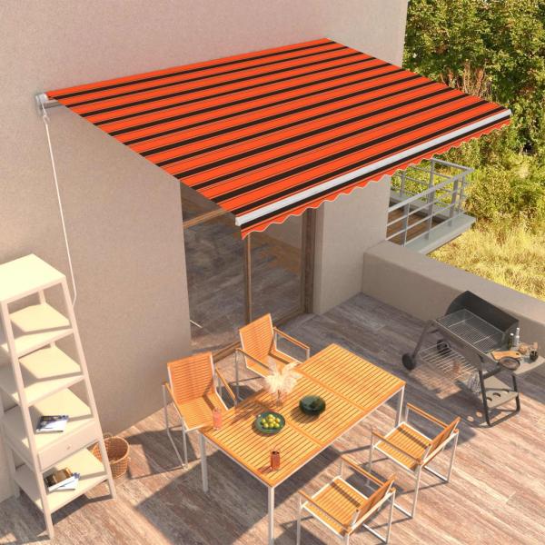 ARDEBO.de - Einziehbare Markise Handbetrieben 450 x 300 cm Orange und Braun