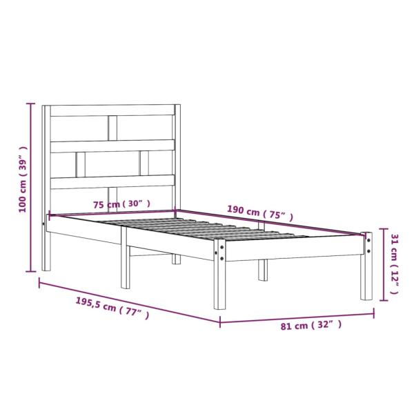 Massivholzbett 75x190 cm