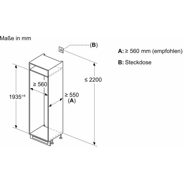 Neff KI7962FD0 N 50 Einbau Kühl-Gefrierkombination, Nischenhöhe 194 cm, 55,8 cm breit, 290L, NoFrost, Festtürtechnik, LED Beleuchtung, Home Connect