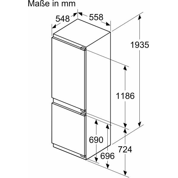 Neff KI7962FD0 N 50 Einbau Kühl-Gefrierkombination, Nischenhöhe 194 cm, 55,8 cm breit, 290L, NoFrost, Festtürtechnik, LED Beleuchtung, Home Connect