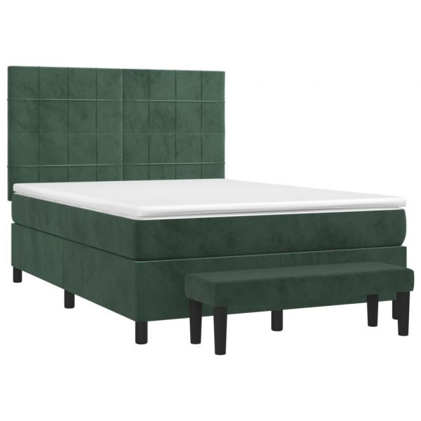 Boxspringbett mit Matratze Dunkelgrün 140x200 cm Samt