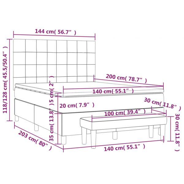 Boxspringbett mit Matratze Dunkelgrün 140x200 cm Samt