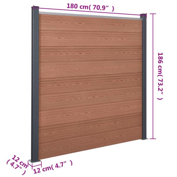 Zaunelement-Set Braun 526x186 cm WPC