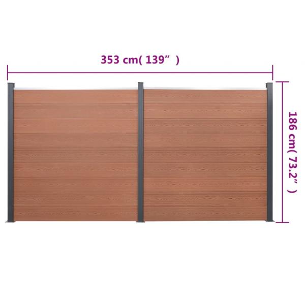 Zaunelement-Set Braun 353x186 cm WPC