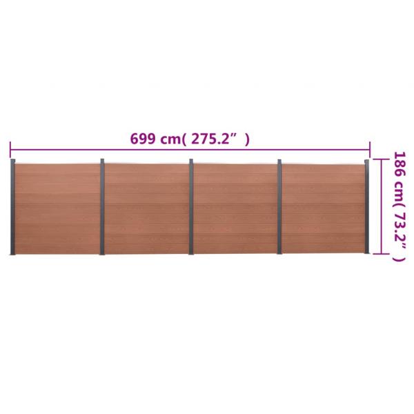 Zaunelement-Set Braun 699x186 cm WPC