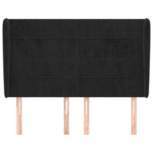 Kopfteil mit Ohren Schwarz 147x23x118/128 cm Samt