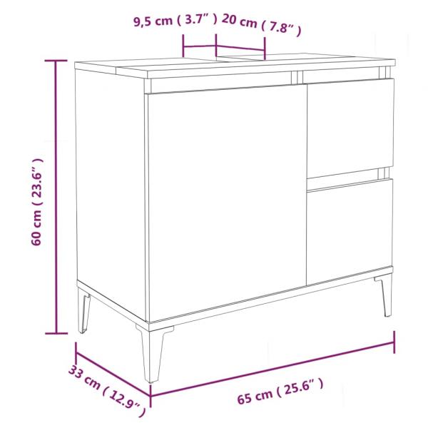 Badschrank Betongrau 65x33x60 cm Holzwerkstoff
