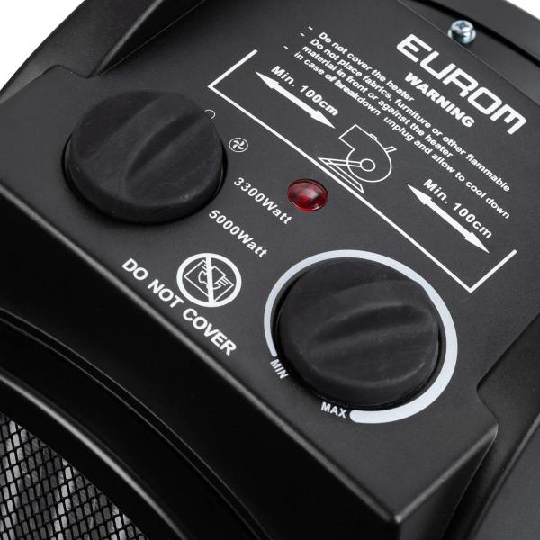Eurom EK5K elektrische Werkstattheizung, 5000 Watt, Schwarz (340075)