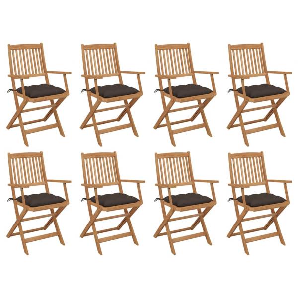 ARDEBO.de - Klappbare Gartenstühle mit Kissen 8 Stk. Massivholz Akazie