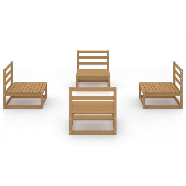 4-tlg. Garten-Lounge-Set Honigbraun Massivholz Kiefer