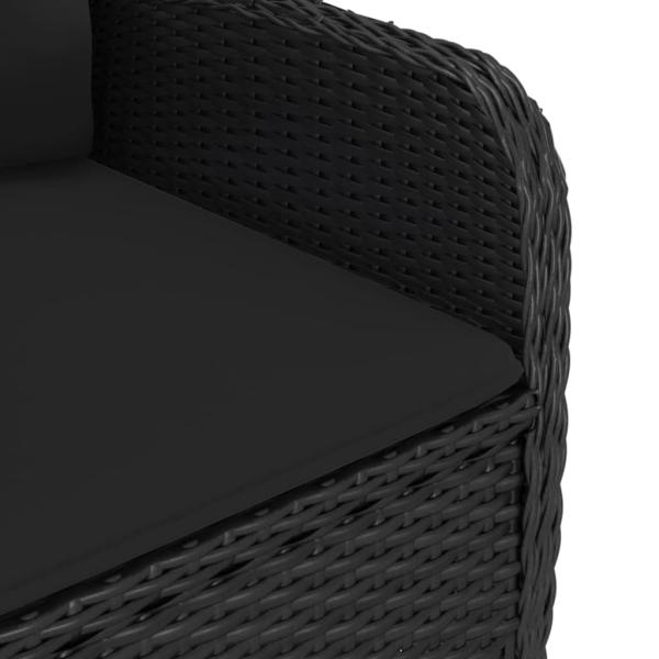 5-tlg. Garten-Essgruppe Poly Rattan und Akazienholz Schwarz